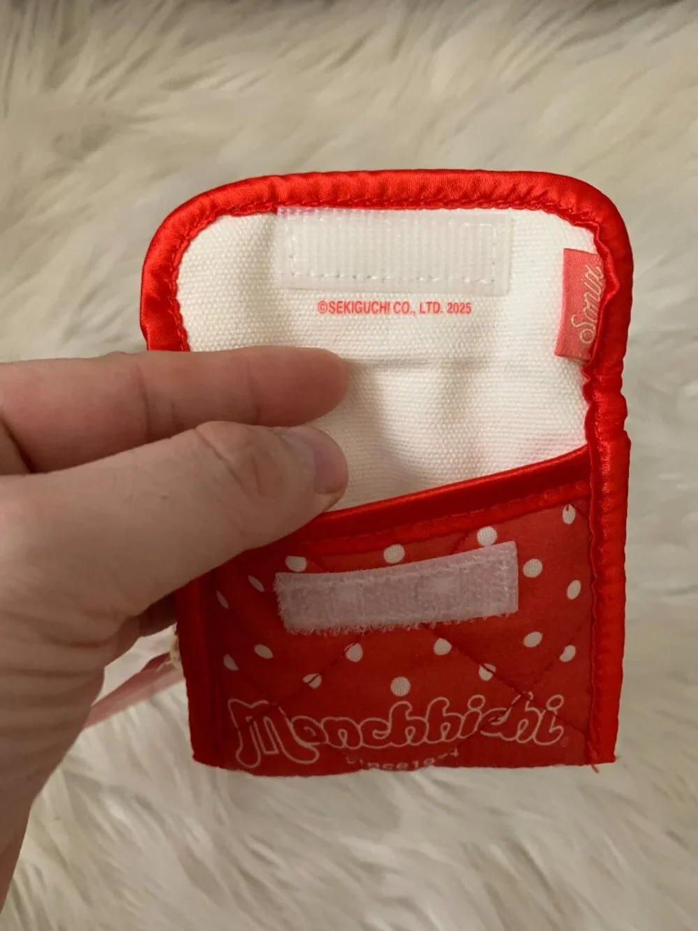 SONIX X Monchhichi Polka Dot Quilted Earbud Case Coin Keychain in Red/White